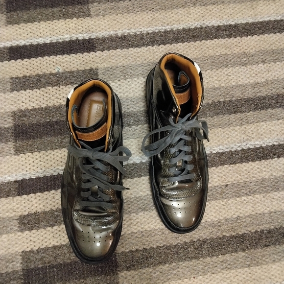 BALLY MENS SHINEY PATENT LEATHER GRAY HIGH TOPS SNEAKERS ETHYX SHOES US 9.5 - Picture 4 of 14